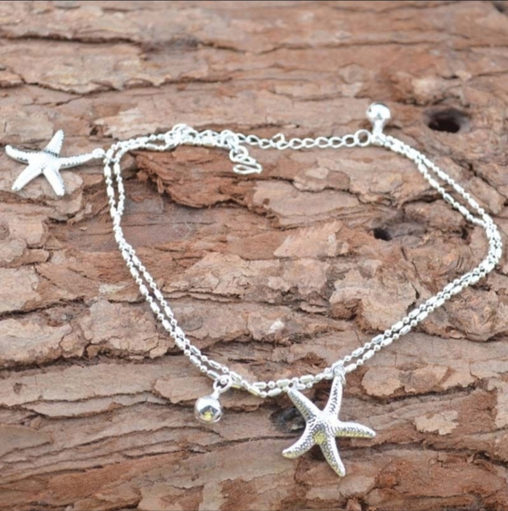 Sterling Silver Starfish Anklet